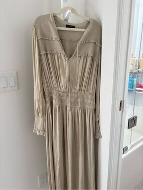 Current Air Beige Long-Sleeve Maxi Dress